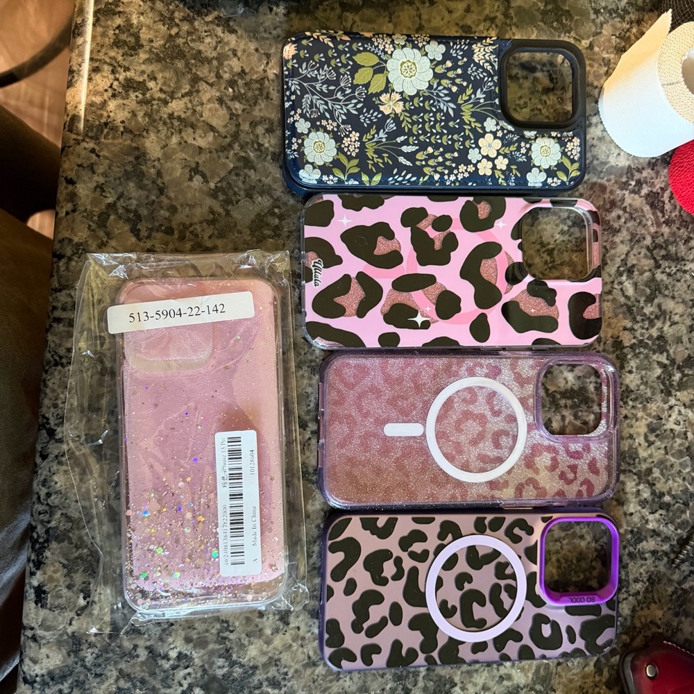 Floral and Leopard Print Phone Cases - Pink and Purple